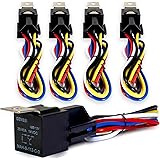 Genssi 30/40 AMP Auto LED Light Bar Relay Wiring Harness SPDT 12V 40A (Pack of 5)