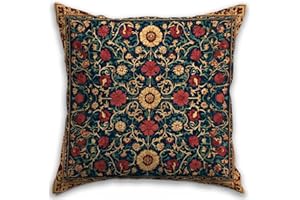 RBAFAO William Morris Inspired Abstract Vintage Floral Design Throw Pillow Covers Home Decor Art Pillowcase Cushion Cover for Bed Sofa Living Room, Car Indoor and Outdoor (Brown&Red, 18x18inches)