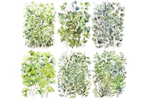 AuriicLeaf Botanical Leaf PET Stickers Set, 120PCS Transparent Plant Ephemera for Scrapbooking, Journaling, DIY Crafts, and Planner