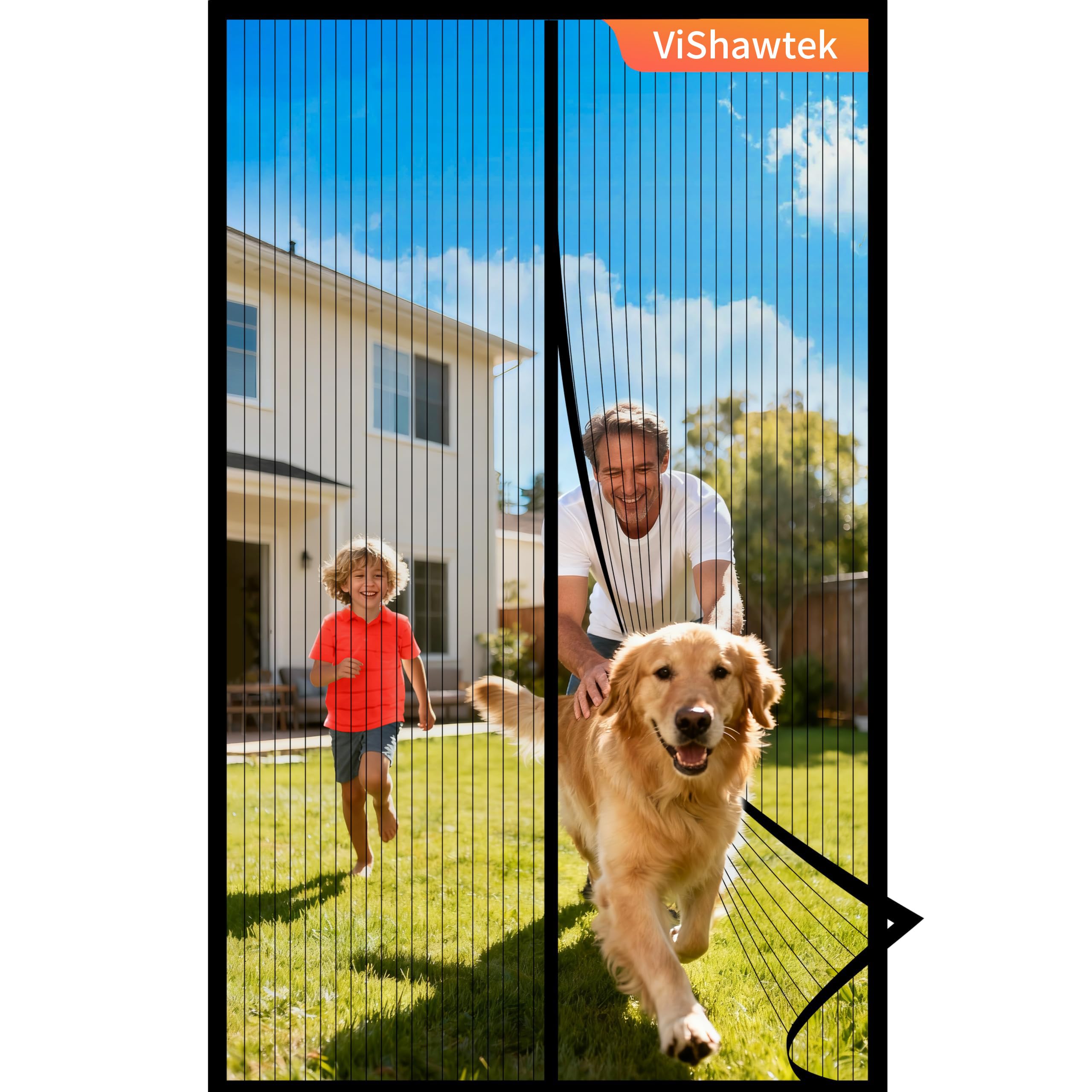 ViShawtek Fly Screens for Doors, Magnetic Fly Screen Curtain 120x210cm, Patio Door Nets with Magnets for Keeping Out Flies, Mosquito Net, Insect Mesh