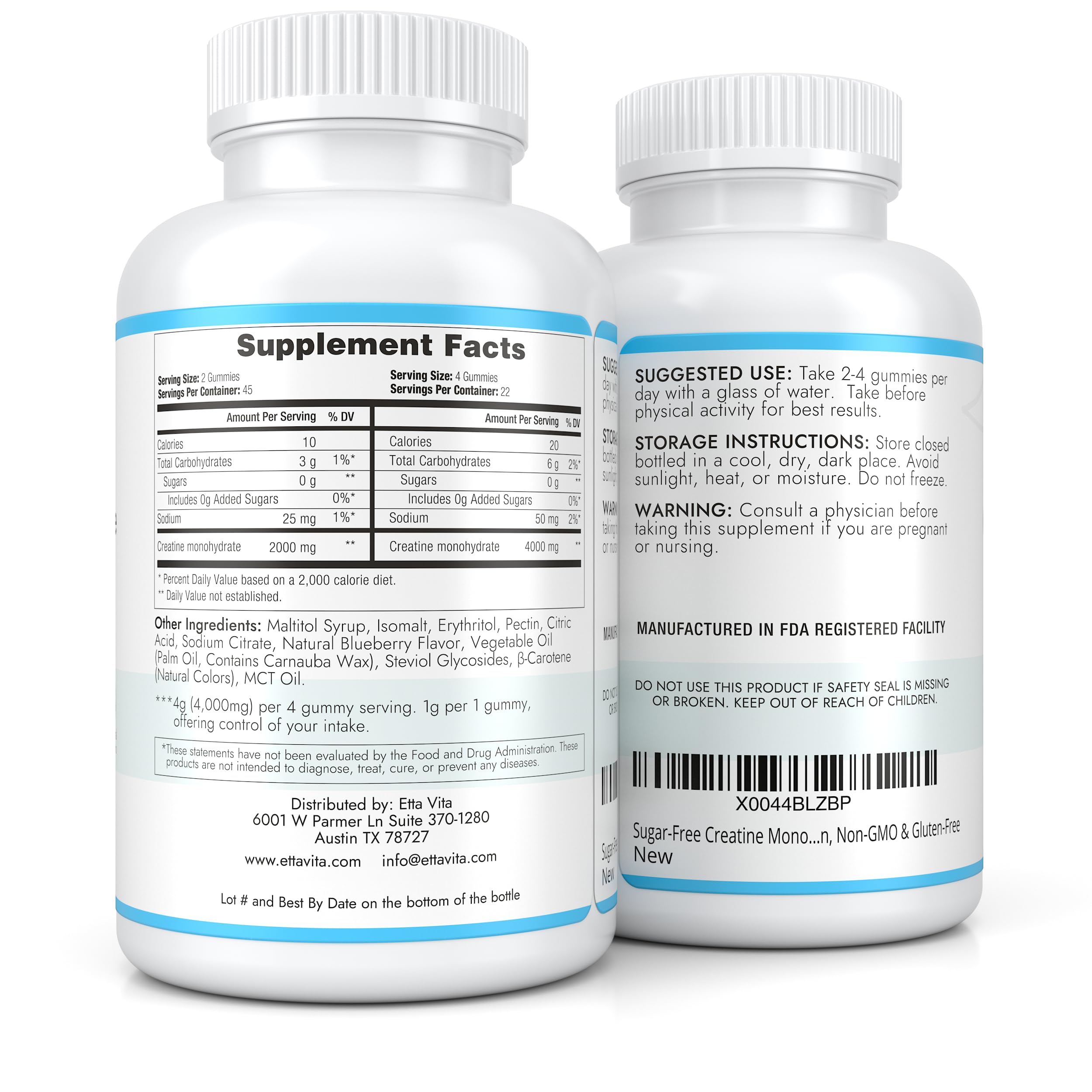 Sugar-Free Creatine Monohydrate Gummies (5g Per Packet) - Potent Creatine Gummies for Men & Women, Supplement for Muscle Support, Cognitive Function - Non-GMO, Gluten-Free, Mucuna Pruriens