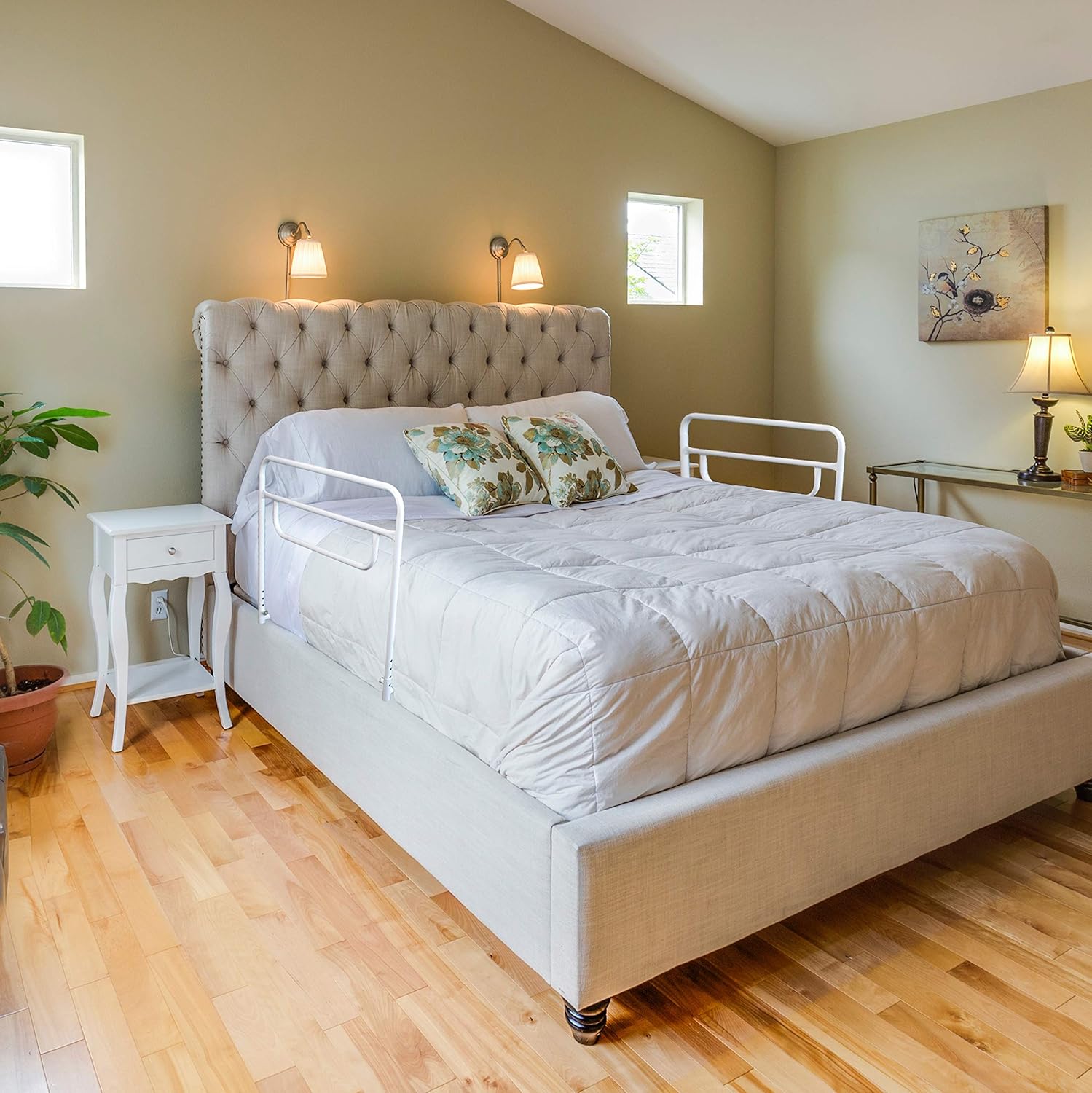 RMS Dual Bed Rail - Adjustable Height Bed Assist Rail, Bed Side Hand Rail - Fits Full & Twin Beds (Dual Hand Rail): Health & Personal Care