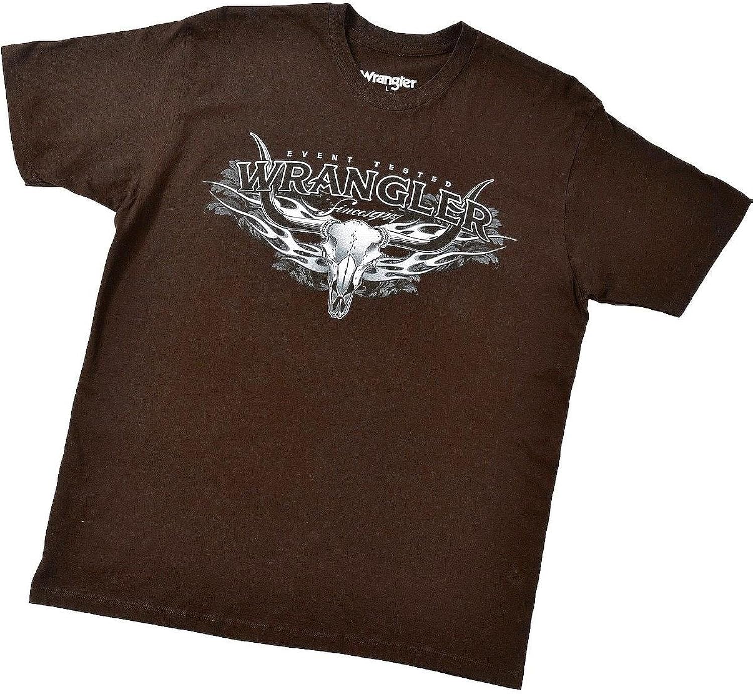 Wrangler Men's Western T Shirt 7600E, Brown, Medium
