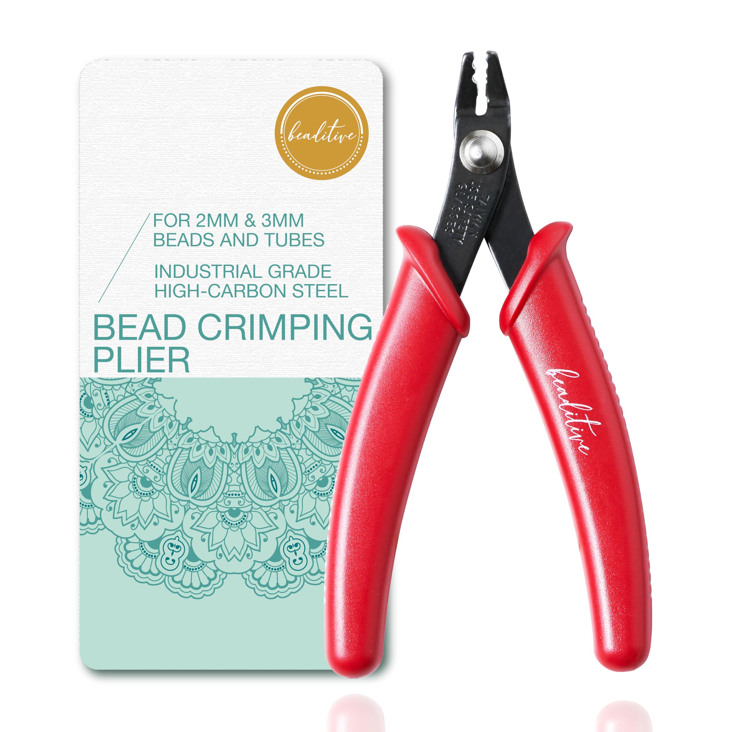 Beaditive Bead Crimping Plier for 2mm & 3mm Beads and Tubes | 5-Inch (Red)