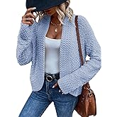 Sidefeel Women's Cardigan Sweaters Casual Long Sleeve Cropped Open Front Chunky Knit Coats Fall Sweaters
