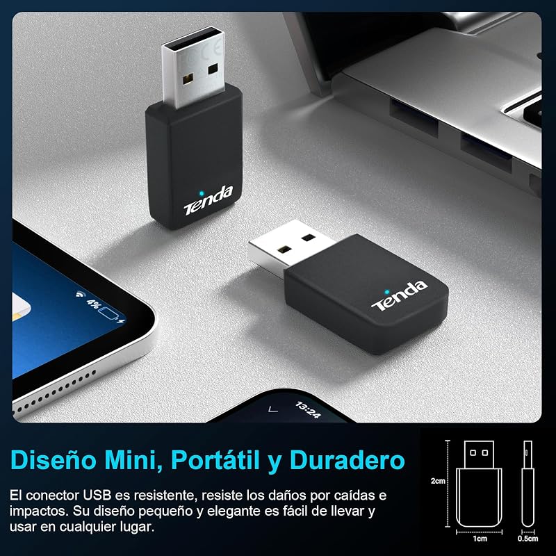 Tenda AX900 Wi-FI 6 Dongle Wi-FI - Adaptador USB Wireless Dual Band para PC / Desktop / Laptop - Tamanho Mini - Plug & Play - USB2.0 - Modo Suave Ap - Compatível com Windows 7/10/11/Linux