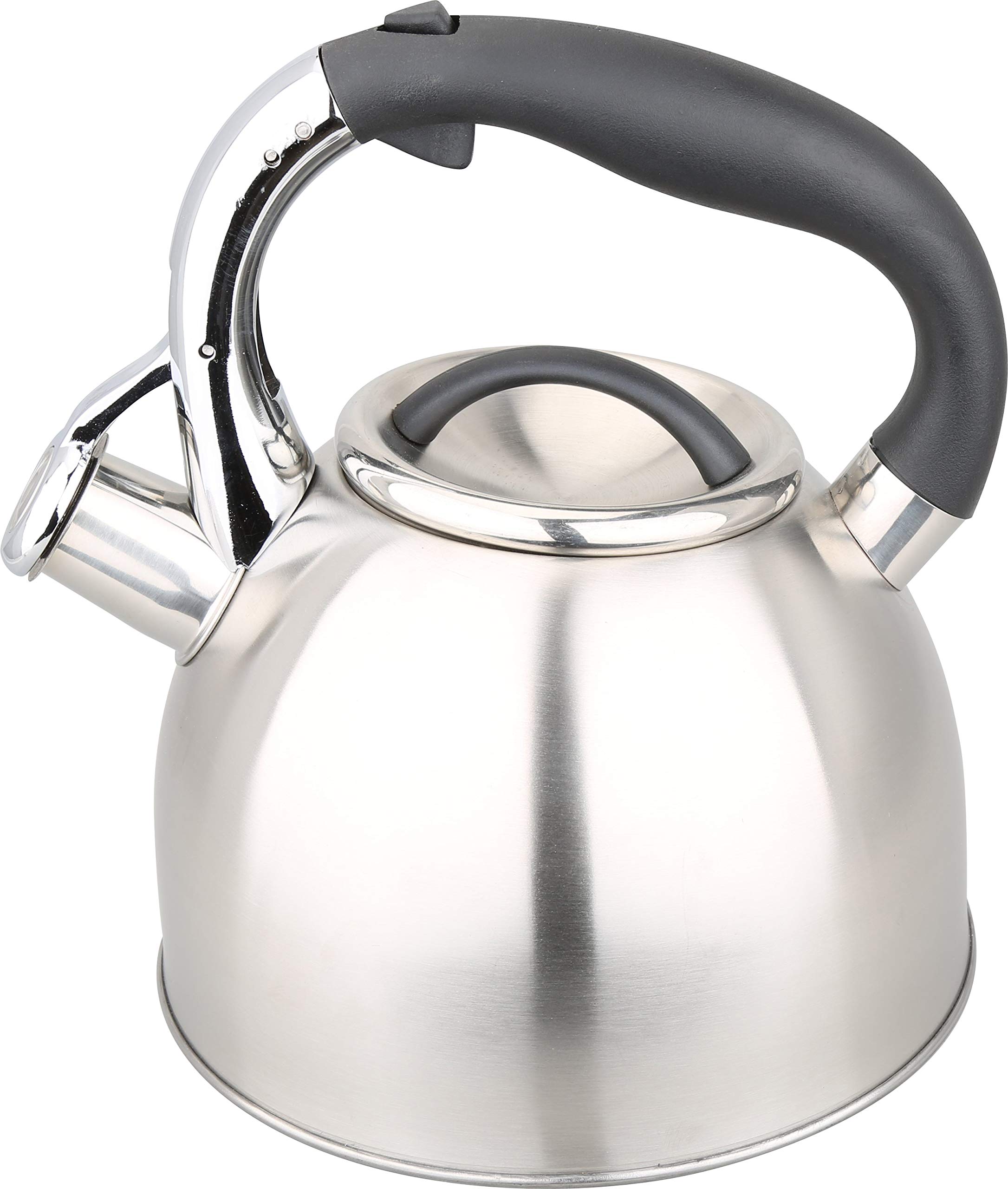 Kamberg 0008113 – Kettle/Tea Kettle 3 litres – Stainless Steel – Ergonomic Handle – for All Hob Types, Including Induction, Stainless Steel, 3 litres