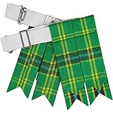 EZE Kilt Flashes for Men with Heavy Buckle Adjusters, Plain & Tartan Kilt Sock Flashes Acrylic Wool