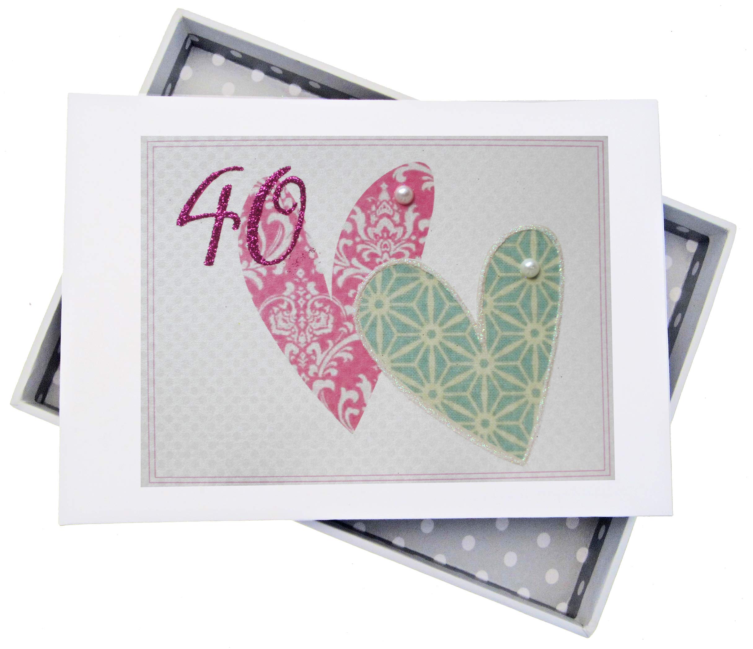 White Cotton Cards SSHA40T Mini "40" Patterned Hearts Photo Album