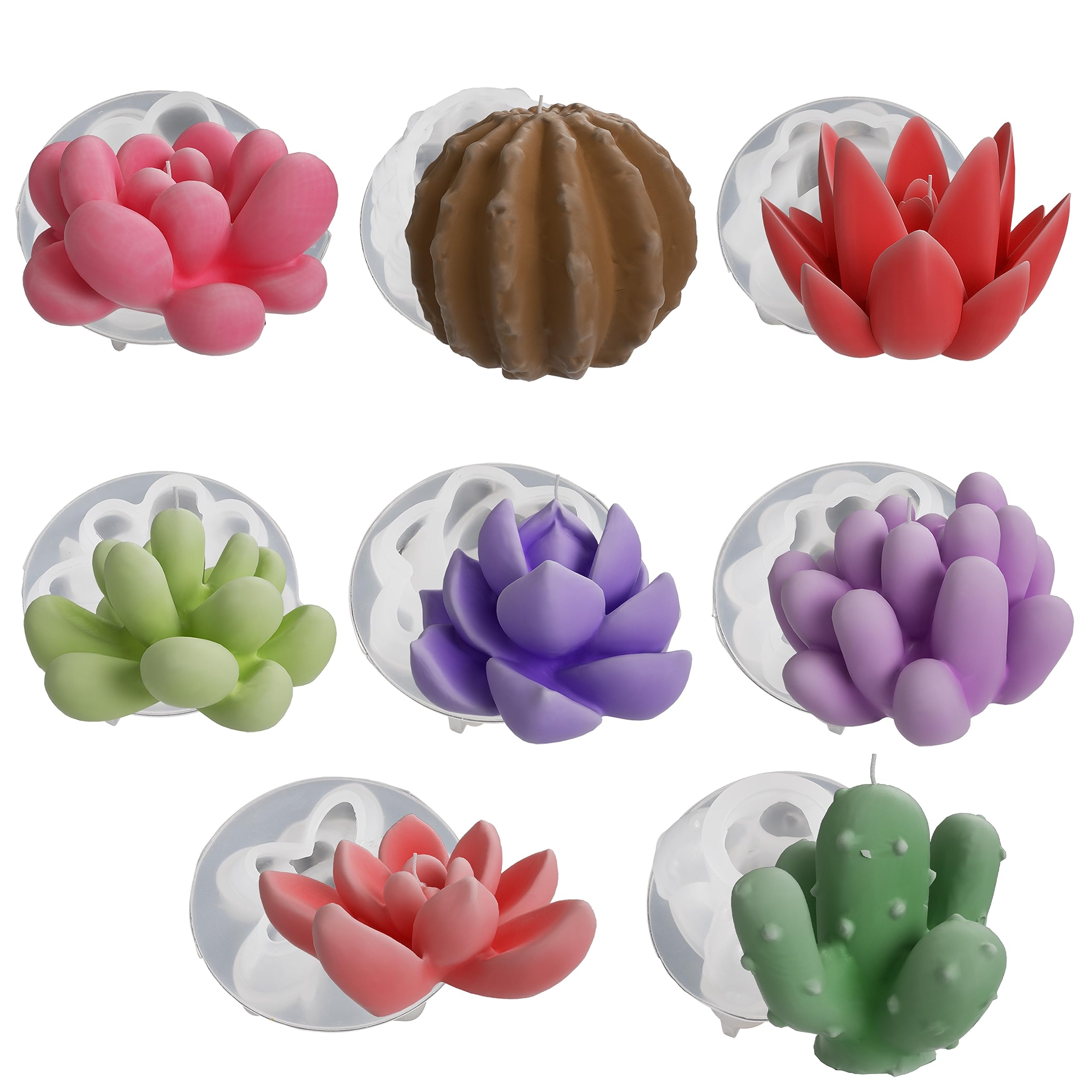Photo 1 of 6 Pack Flower Succulent Candle Mold Resin Casting Silicone Molds for Home Decor & Candle Making Wave Spiral Mold