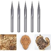 HUHAO V Groove CNC Wood Engraving Bit, 1/8 Shank, 20 Degree 0.1mm Carbide Tip Engraving Bits,2 Flute Straight &amp; V-Bit Woodworking Carving Bit Tool for Plywood, MDF Lettering Sign Making