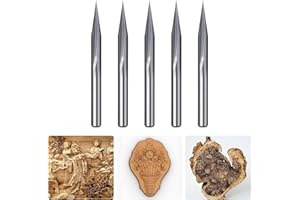 HUHAO 5pcs Straight Router Bits 20 Degree Engraving V Bits 1/8 Shank 2 Flutes 0.1mm Tip Engraving Tool Bits CNC V Groove Router Bit for Acrylic Wood MDF Stainless Steel