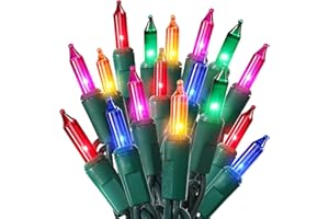 ODEETRONIC Multicolor Christmas Lights, 21.63ft 100 Count Incandescent holiday Lights Connectable, 120V UL Certified Mini Christmas Tree Light for Xmas, Party, House Indoor & Outdoor Decor, Green Wire