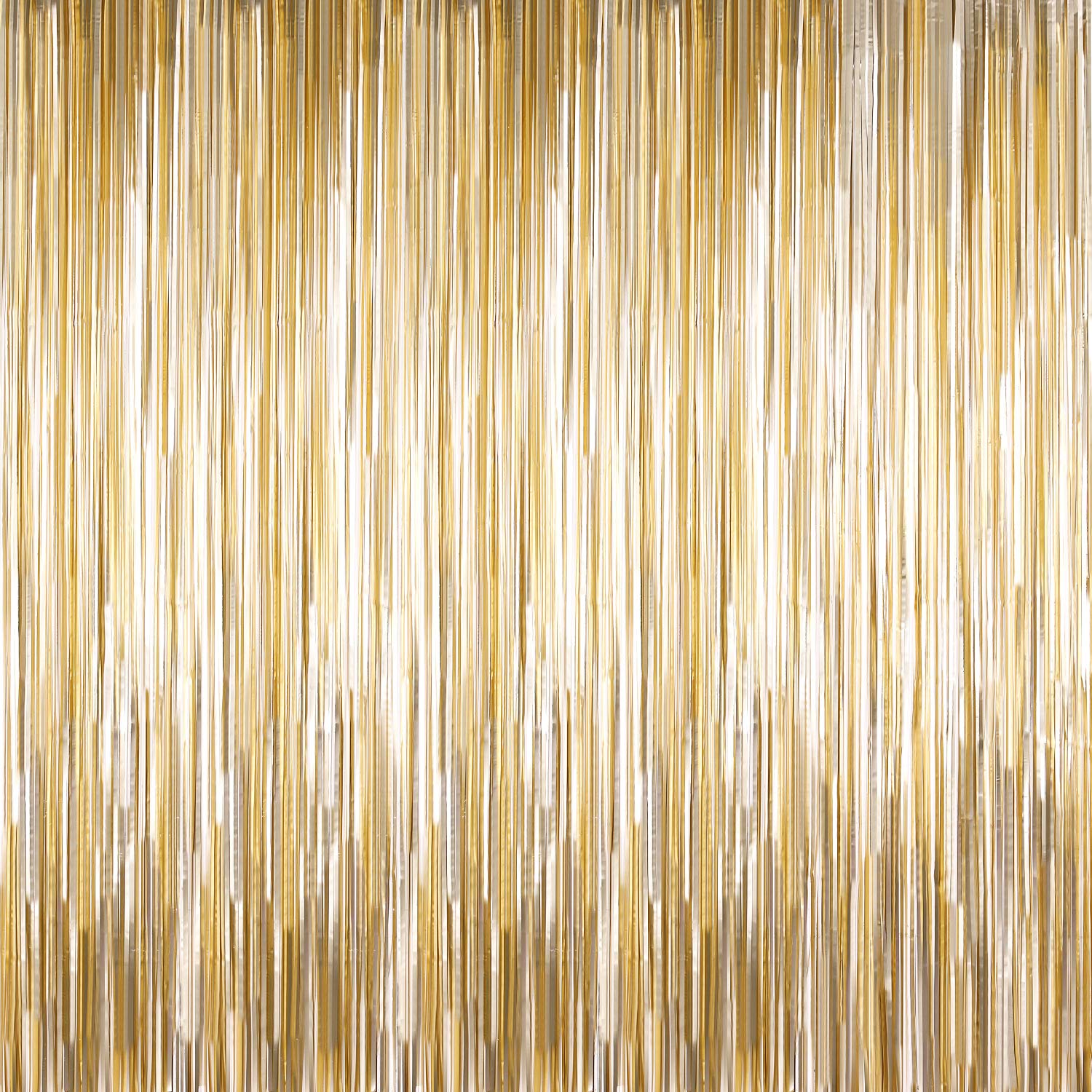 Sumind 4 Packs Photo Booth Backdrops Foil Curtains Metallic Tinsel Backdrop Curtains Door Fringe Curtains for Wedding Birthday Christmas Halloween Disco Party Favour Decorations (Matt Light Gold)