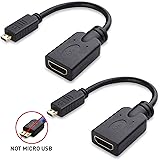 Cable Matters 2 Pack, Gold Plated Micro HDMI to HDMI Male to Female Cable Adapter 6 Inch