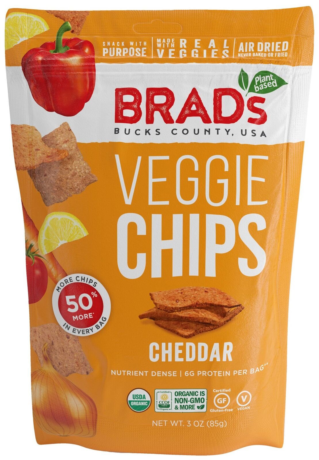 Brad's Plant Based Organic Veggie Chips, Cheddar, 3 Count Buy Online