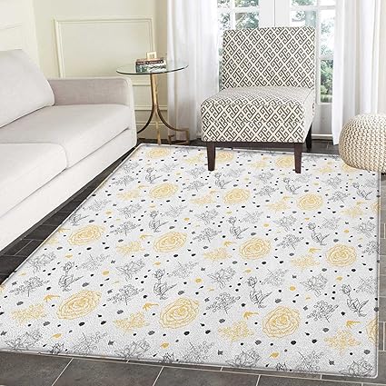 Amazon Com Grey And Yellow Rugs For Bedroom Grunge Sketchy