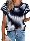 EVALESS Women's Sweater Sleeveless Round Neck Basic
