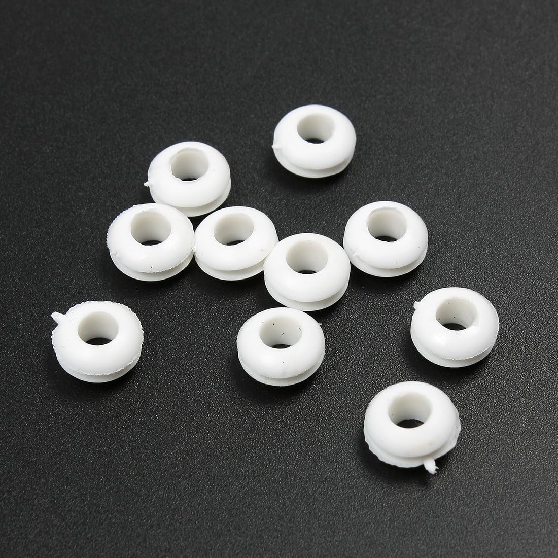 sourcing map 10 Pcs 5mm Inner Diameter Dual Side White Rubber Firewall Grommets - Image 3