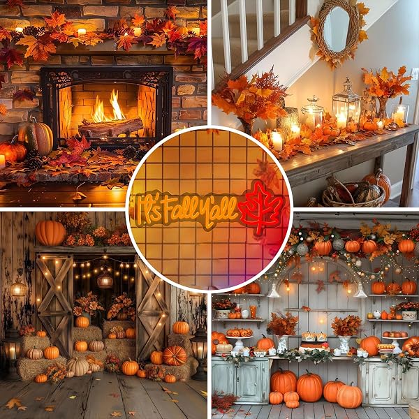 AOOWSDX 3 PCS THANKSGIVING DECORATIONS PUMPKIN MAPLE LEAF ACORN NEON LED LIGHTS, FALL LIGHTS WALL DECOR THANKSGIVING WINDOW LIGHT HALLOWEEN PARTY ROOM LAMP