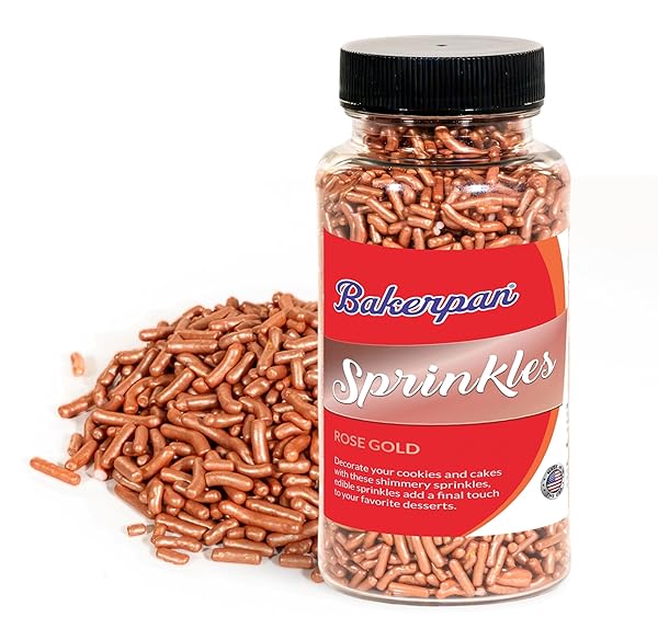 BAKERPAN ROSE GOLD SPRINKLES EDIBLE FOR CUPCAKES, ROSE...