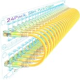 Sokqovt Cat6a Patch Cables Slim 0.5ft (24 Pack), Flexible Cat6 Ethernet Cable 10G 550MHZ, 28AWG Pure Copper Cat6 for Network Cabinet, Yellow