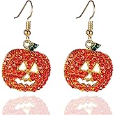 Halloween Pumpkin Ghost Earrings for Women Crystal Pumpkin Dangle Earrings Halloween Jewelry Accessories