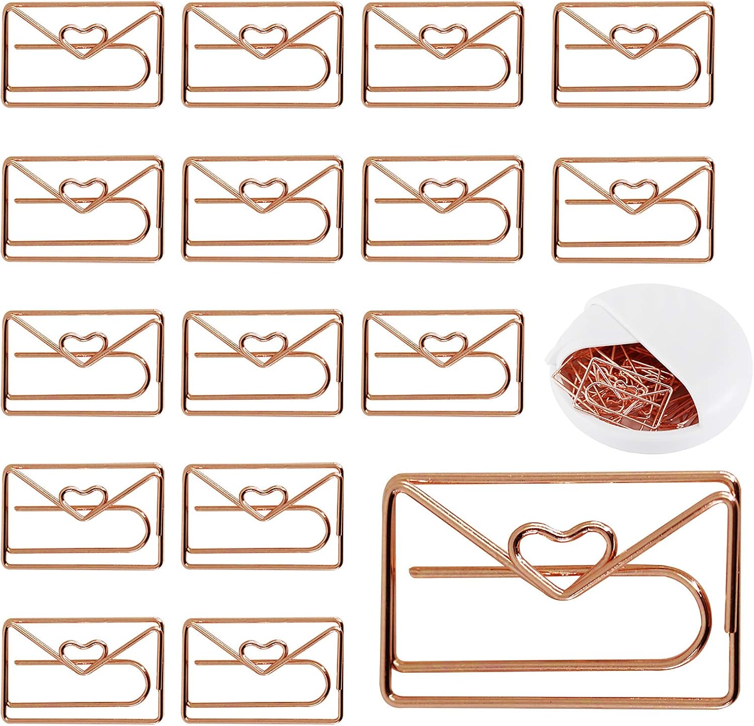 Lovely Heart Envelope Shape Small Paper Clips - Cute Paper Clips - Funny Bookmark Marking Clips for Office School Wedding Party Invitation Valentine Decoration - Planner Paperclips (20 pcs) (Envelope)