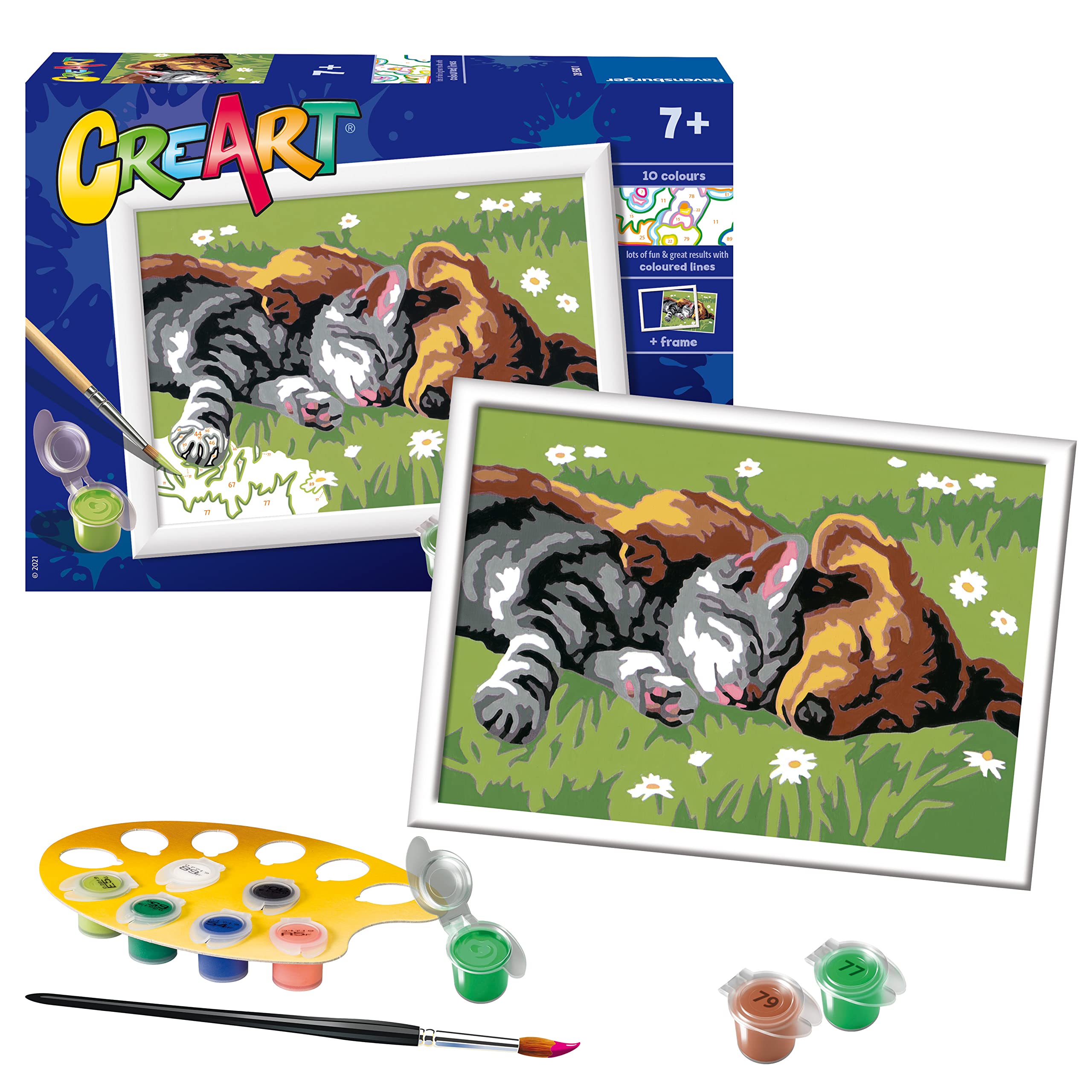 Ravensburger CreArt Sleeping Cats and Dogs Paint by Numbers Kits for Children & Adults Ages 7 Years Up - Kids Craft Set - Animals