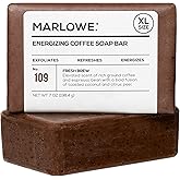 MARLOWE. No. 109 Coffee Bar Soap 7 oz, Body Scrub Soap for Men, Refreshing, Energizing & Exfoliating with Natural Extracts, Caffeine, Coffee Beans & Cocoa Butter, Fresh Brewed Scent
