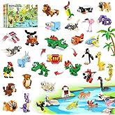 BOPEGOLO 22 Pack Animals Valentines Party Favors for Kids – 3-in-1 Animal Building Block Toys, Featuring 66 Designs, Goodie Bag Stuffers, Classroom Rewards, Birthday Gifts for Kids Ages 6-12