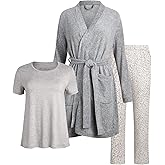 Eddie Bauer Women’s Pajama Set – 3 Piece Sleepwear Set - Bathrobe, T-Shirt, and Lounge Pants Set for Women (S-XXL)