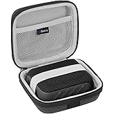 Geekria Shield Speaker Case Compatible with JBL Go 4/3/3 Eco Cover, Replacement Hard Shell Portable Speaker Protective Carrying Bag with Cable Storage, Keychain Carabiner (Dark Grey)