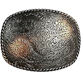 Western Antique Floral Engraved Rope Edge Design Belt Buckle Fits 1-1/2"(38mm) Wide Belt