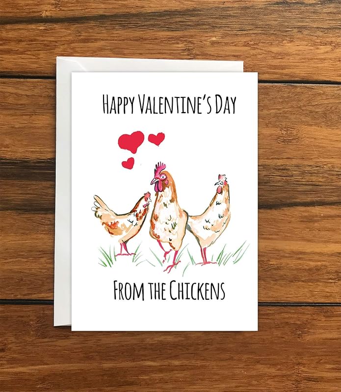 Happy Valentines Day from the Chickens greeting card A6 Amazon.co.uk Handmade