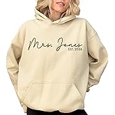 Merrvey Personalized Mrs Hoodie Bride Hoodie for Women Mrs Gifts for Fiancee Engagement Gifts for Bride Est 2026 Crewneck for Wedding Custom Gift