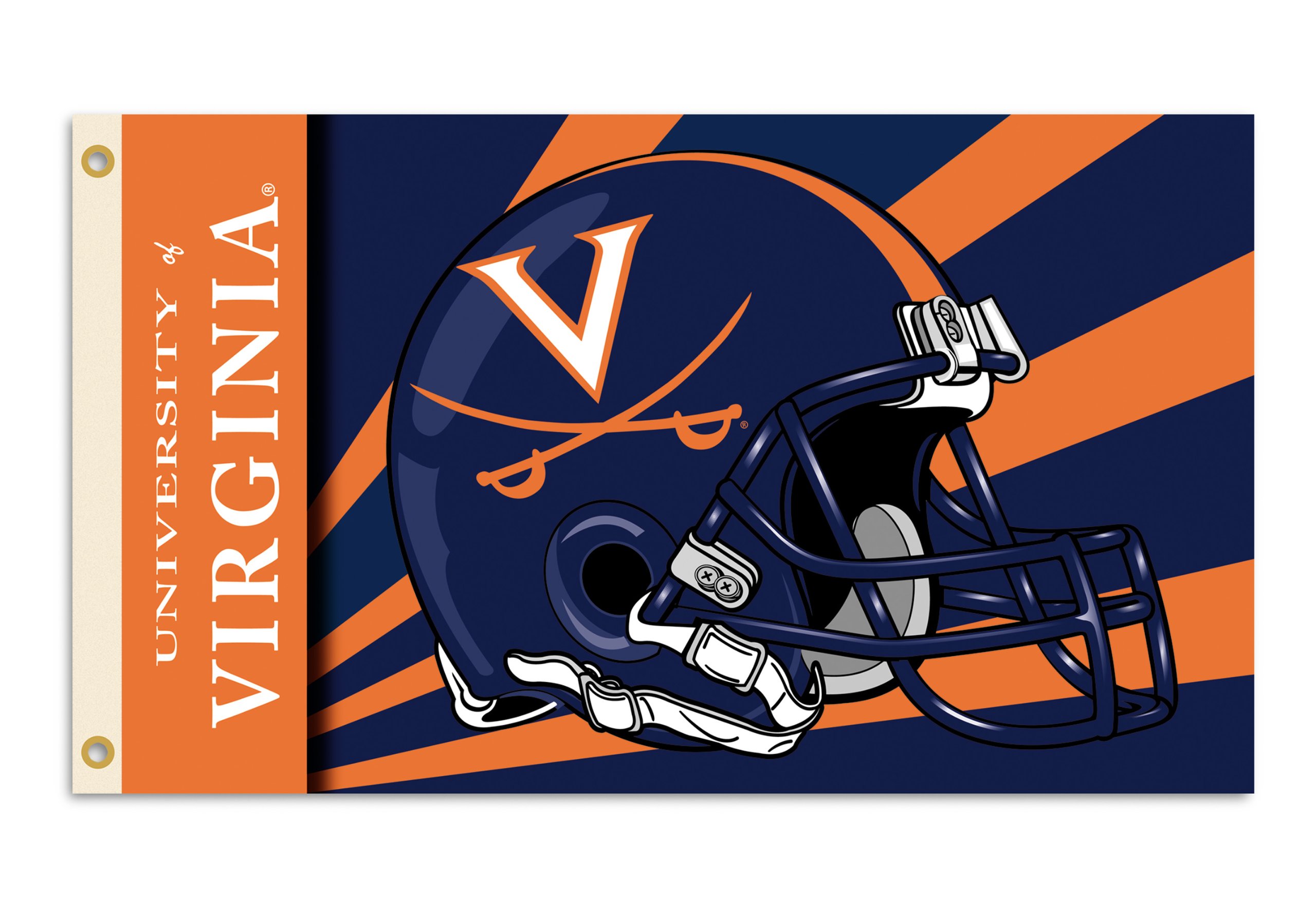 Photo 1 of 3 Ft. X 5 Ft. Flag W/Grommets - Helmet Design - 95357 - Virginia Cavaliers