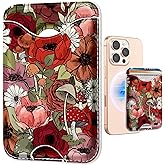 Shorogyt Compatible with Magsafe Wallet Magnetic Card Holder - Flower Mogu Phone Wallets for Women Teen Girls Cute for iPhone 17/16/15/14/13/12 Series Slim for Apple Mag RFID Magnet, Fit 3 Cards