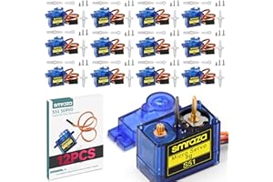 SMRAZA SG90 9g Micro Servo Motor: 12 Pcs Mini Servos for RC Robot/Car/Plane Micro Servos Metal Gear with Cable for Arduino Kit(12)