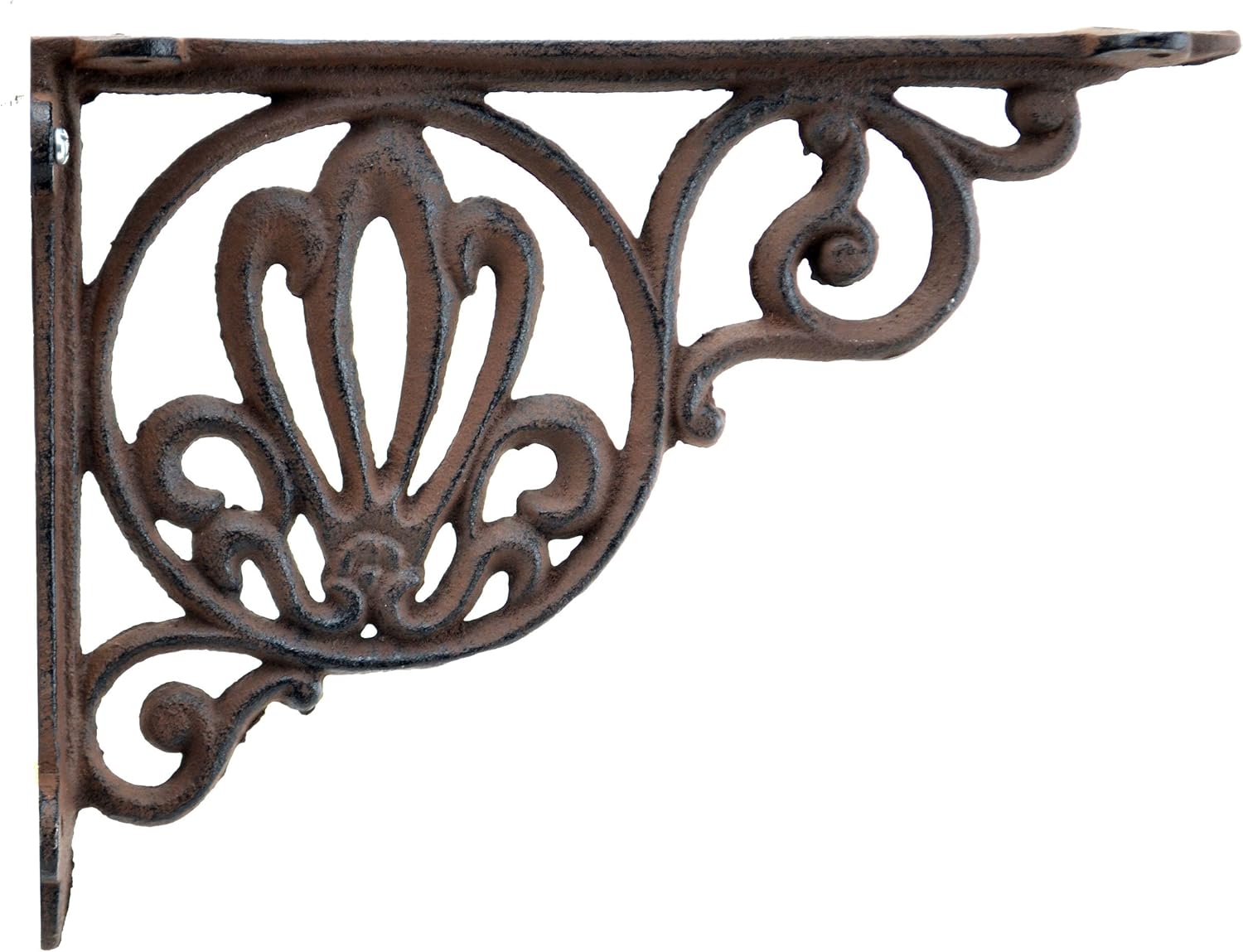 SET OF 2 LATTICE SHELF BRACKET BRACE Rustic Antique Brown Cast Iron