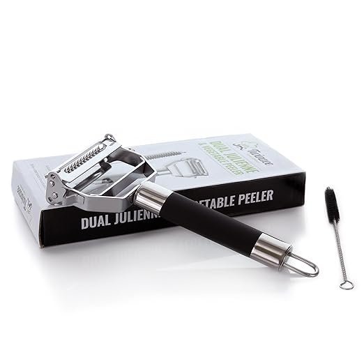 Twinzee PRO 3-in-1 Spar-Schäler und Julienneschneider - Hervorragendes Küchenutensil mit Anti-Rutsch-Griff für Obst und Gemüs