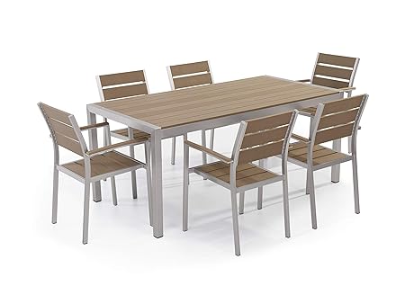 Set Di Tavolo E Sedie Da Giardino In Alluminio E Legno