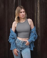 OQQ Women's 2 Piece Tank Tops Crew Neck Sleeveless