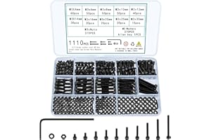 TOOINKCV 1110 Pcs M3 Screws Bolts and Nuts Assortment Kit, Small Hex Socket Head Cap Screws Assorted Nuts and Bolts, M3 Metric Screw Assortment Set with Washers