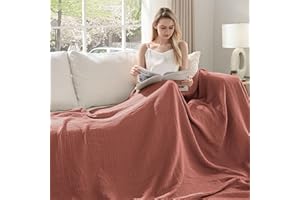 Esterra Muslin Blanket King Size Cozy Soft Lightweight Pre-Washed Cotton Blanket, All Season Breathable 4-Layer Gauze Blanket Throw for Couch Bed, Copper Brown, 108x90 Inches