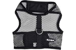 Bark Appeal Black Wrap N Go Dog Harness for Small-Medium Pets – Soft Solid Mesh Vest Harness for Dogs, Puppies, Kittens & Cats – Easy Buckle-Free Design for a Comfortable Fit – Medium
