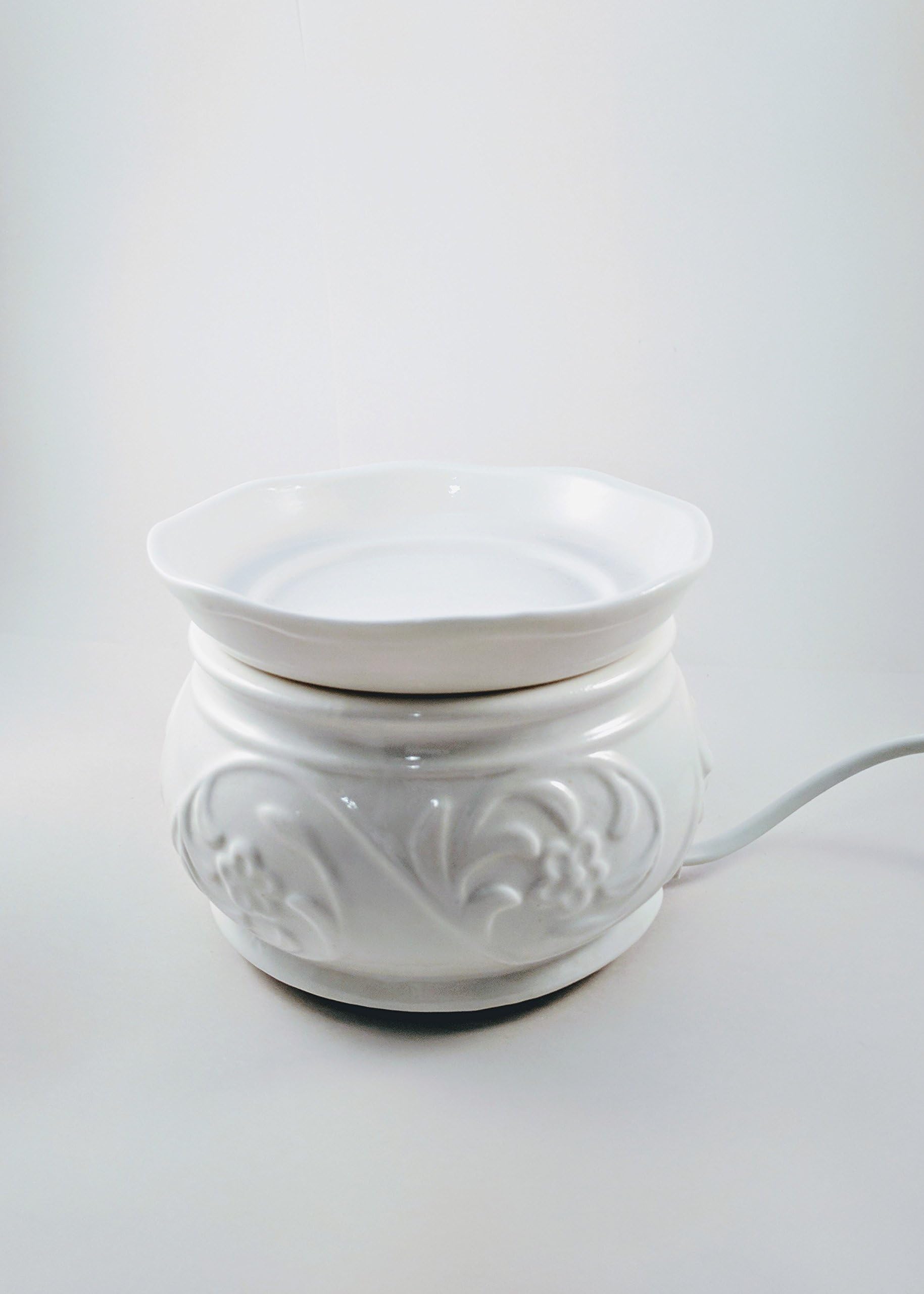 Honorine Rosea Elegant Ceramic Electric Wax & Oil Melter + Warmer, White Aromatherapy Melts Burner