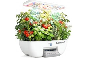GROWELL Hydroponics Growing System Kit, 17 Pods Indoor Herb Garden with Grow Light, Smart Water & Air Circulation with 2 Fans, Auto Timer, 10L Water Tank, Perfect Indoor Gardening System Gifts (White)