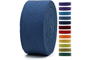 JACOB BICERRI Cotton Webbing 2" & 1.5'' & 1" - 5 Yards - 50+ Colors -%100 Natural Cotton - Turkish Woven - Heavy 1 Inch 1.5 Inch 2 Inch Canvas Webbing for Sewing Straps Bags Climbing Indoors Craft DIY 11415…