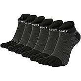 Men Toe Socks No Show Low Cut Athletic Wicking Cotton 5 Finger Split Toe 6 Pack